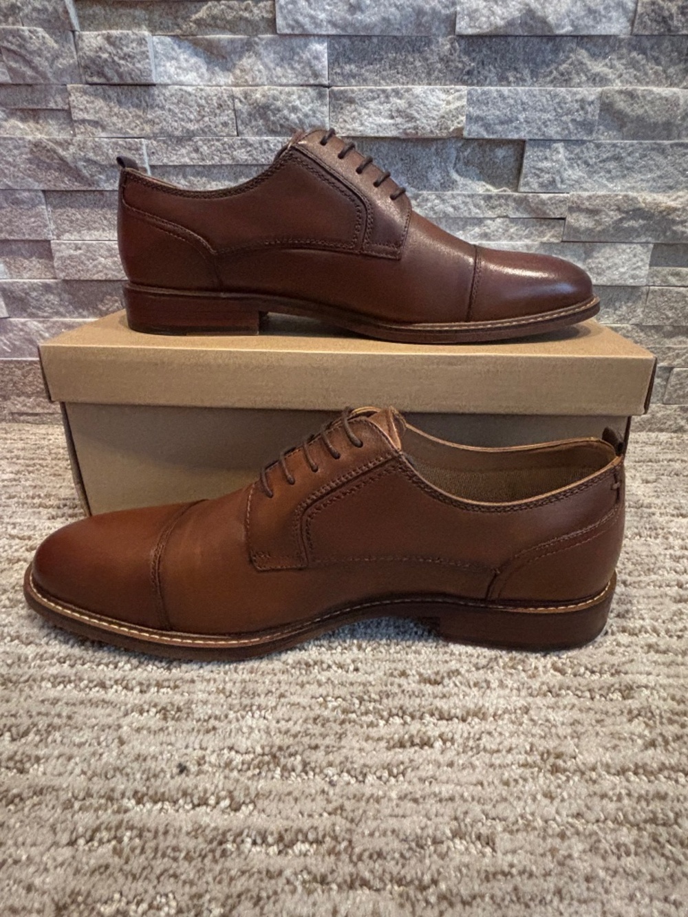Steve Madden Men’s Chadrick Cognac Leather Dress Shoes